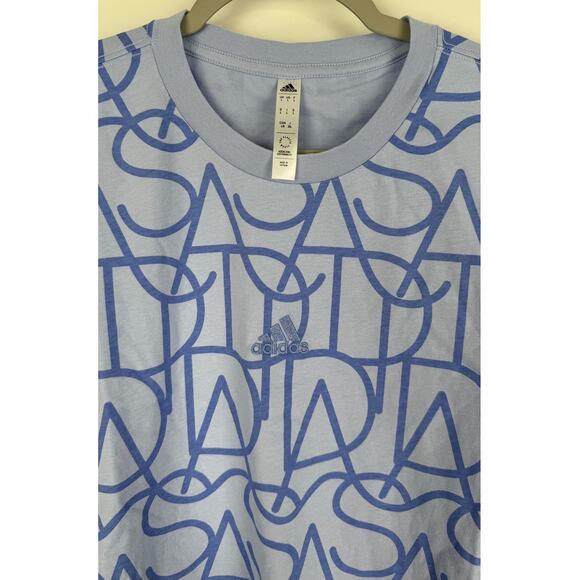 Adidas Script Tee Blue Dawn Mens Large New T Shirt Short Sleeve - Picture 3 of 6
